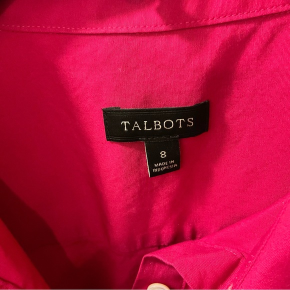 Talbots Pink Button Down Shirt with Notched Collar and Cuffed Sleeves - Picture 3 of 9